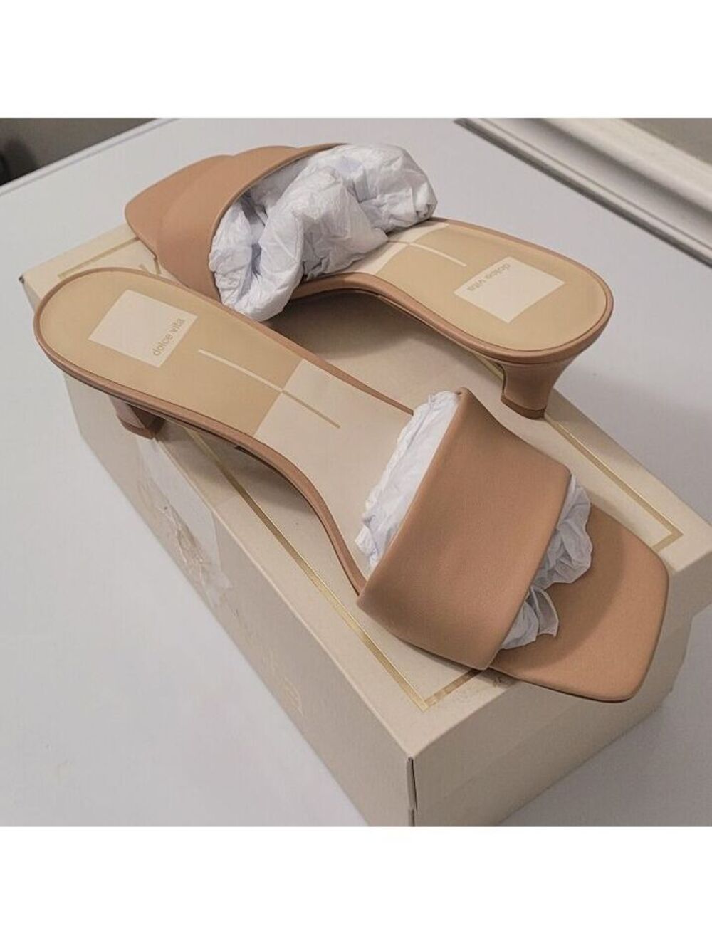 Dolce Vita Rexa Light Tan Leather Kitten Heeled Sandals Women's Shoes Size 9 - Picture 6 of 9